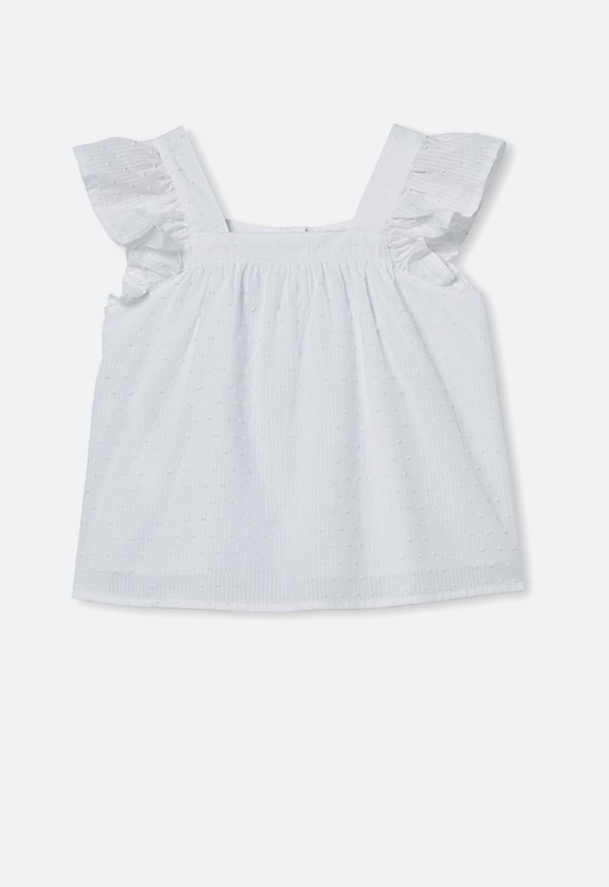 Cotton On - Polly placket sleeveless top - white