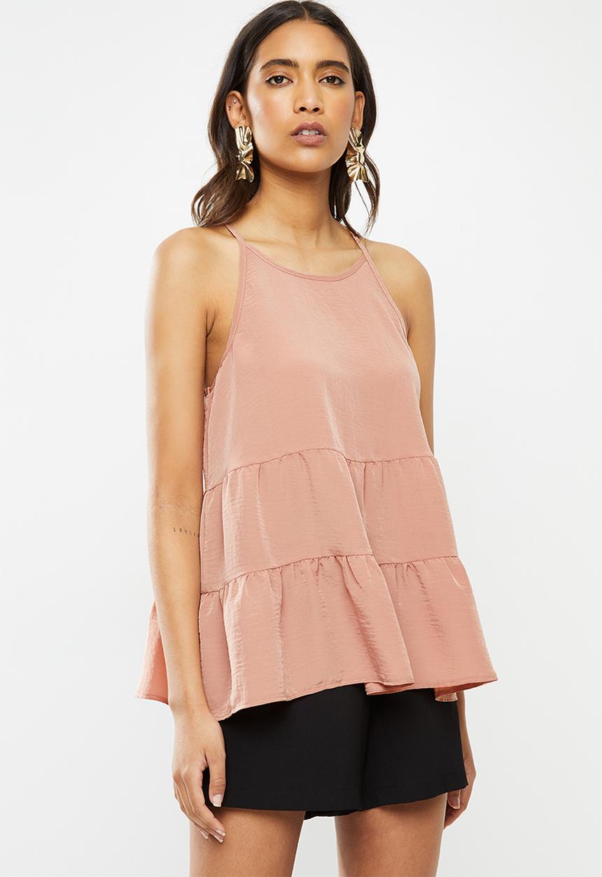 VELVET - Tiered halter cami - dusty coral