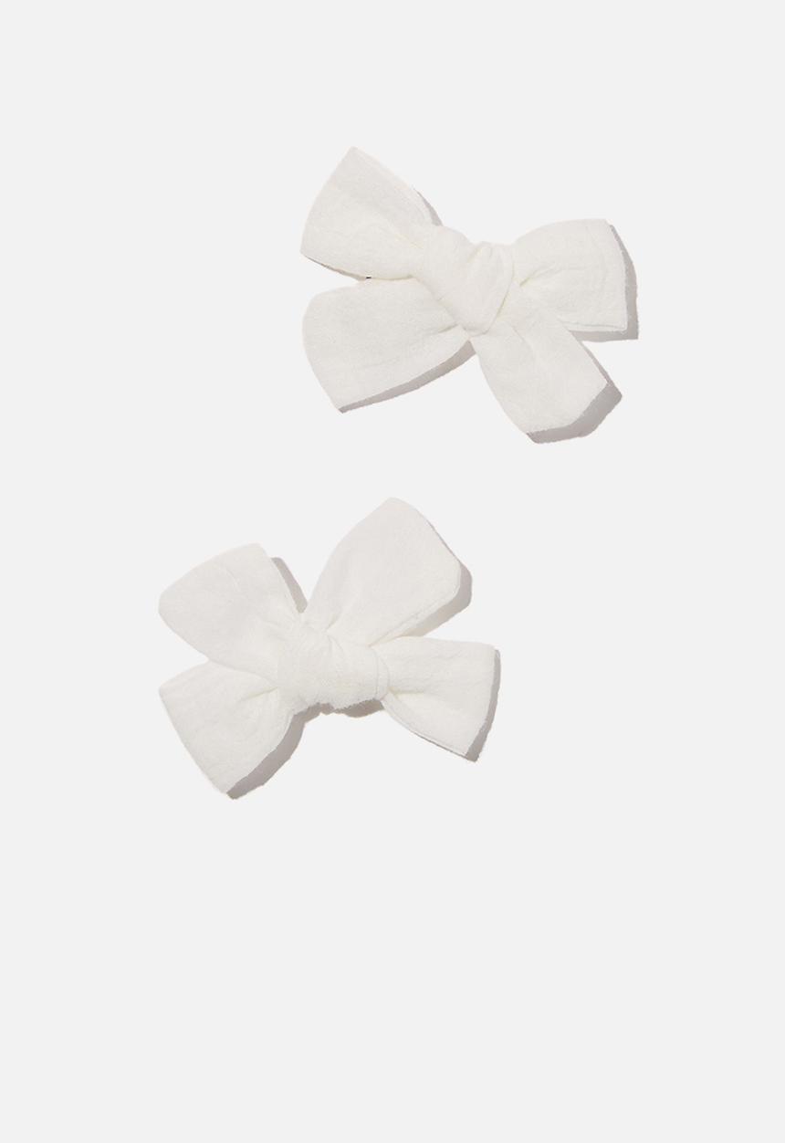 Cotton On - Big bow clips - vanilla cheesecloh