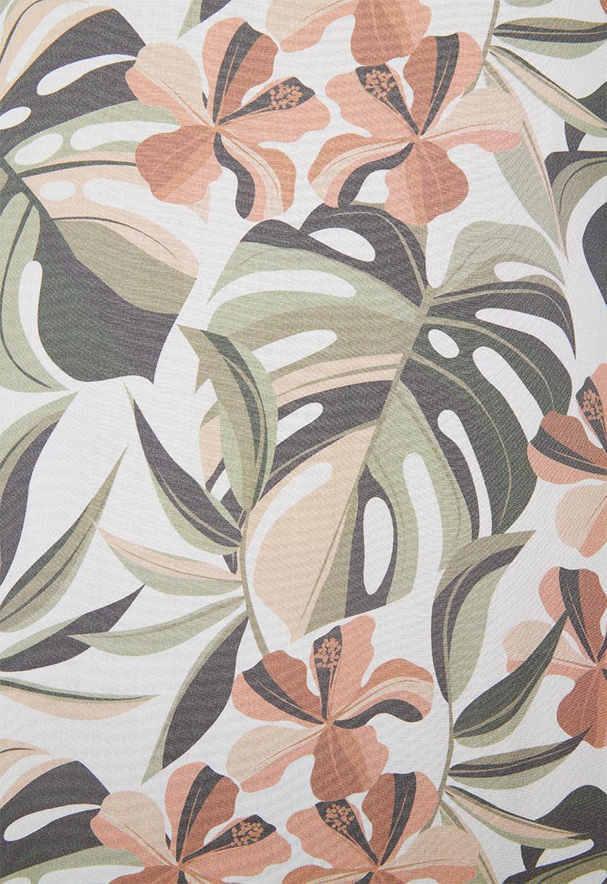 edit Plus - Short sleeve mandarin dress - peach & green 