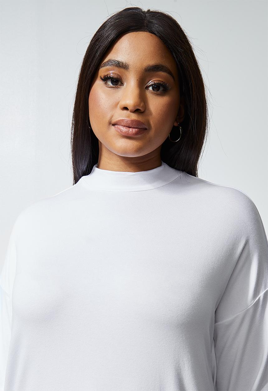 Superbalist - High neck longline T-shirt - white