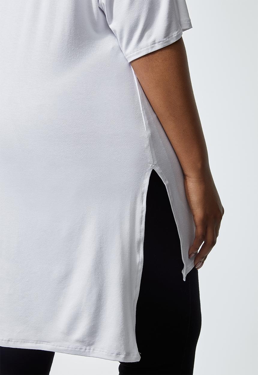 Superbalist - High neck longline T-shirt - white