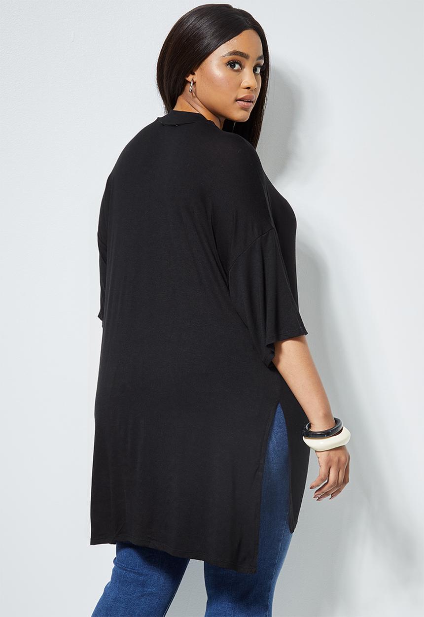 Superbalist - High neck longline T-shirt - black