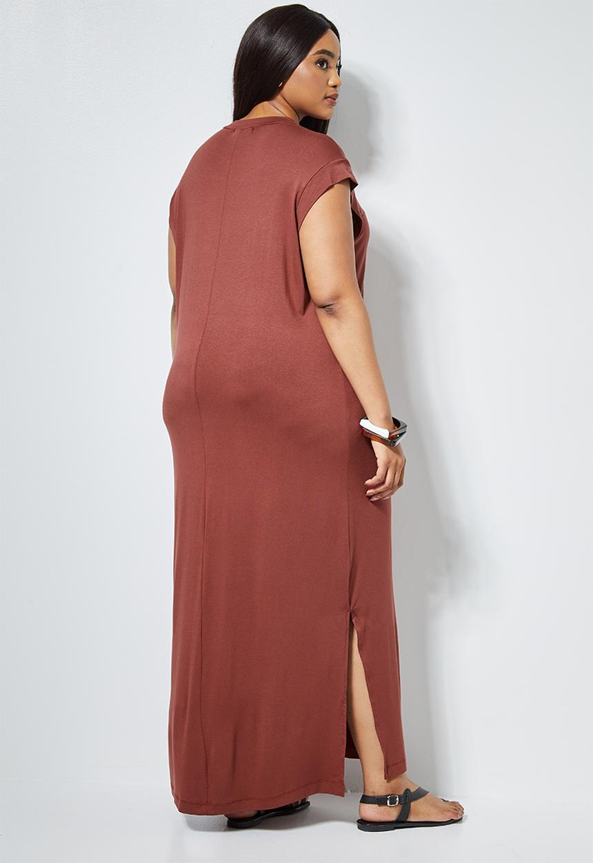 Superbalist - Polo neck column dress - tobacco 
