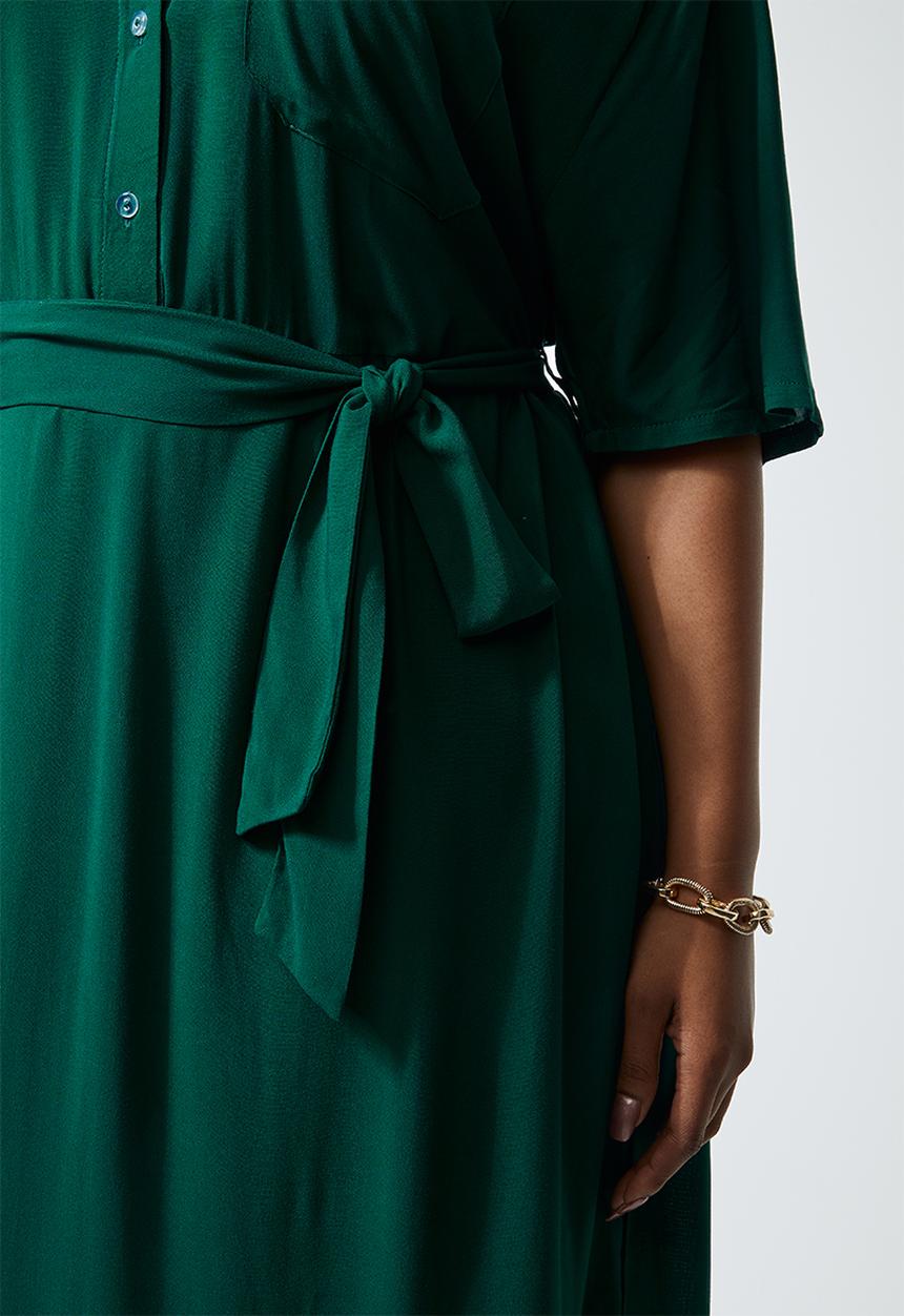 Superbalist - Short sleeve maxi shirt dress - bottle green