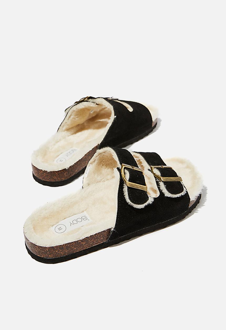 Cotton On - Cosy double buckle slipper - black