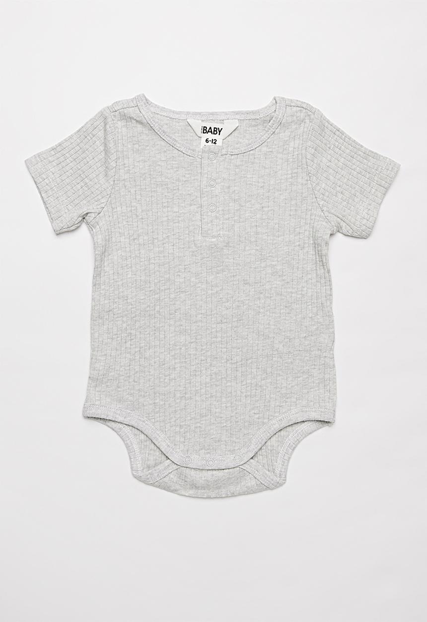 Cotton On - 2 pack short sleeve button bubbysuit - pink & grey 