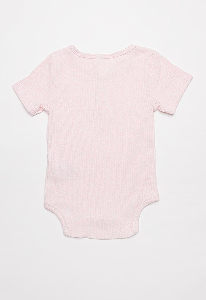 Cotton On - 2 pack short sleeve button bubbysuit - pink & grey 