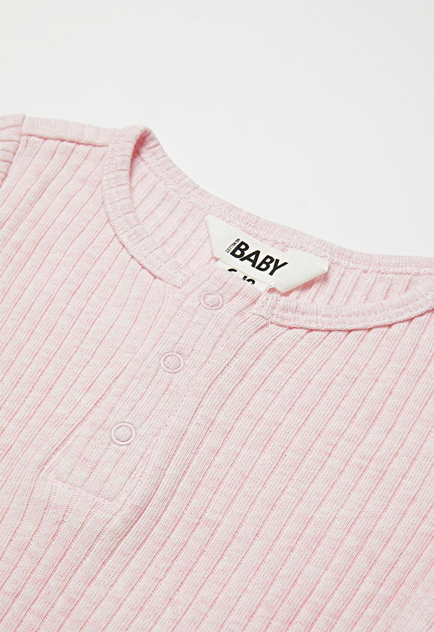 Cotton On - 2 pack short sleeve button bubbysuit - pink & grey 