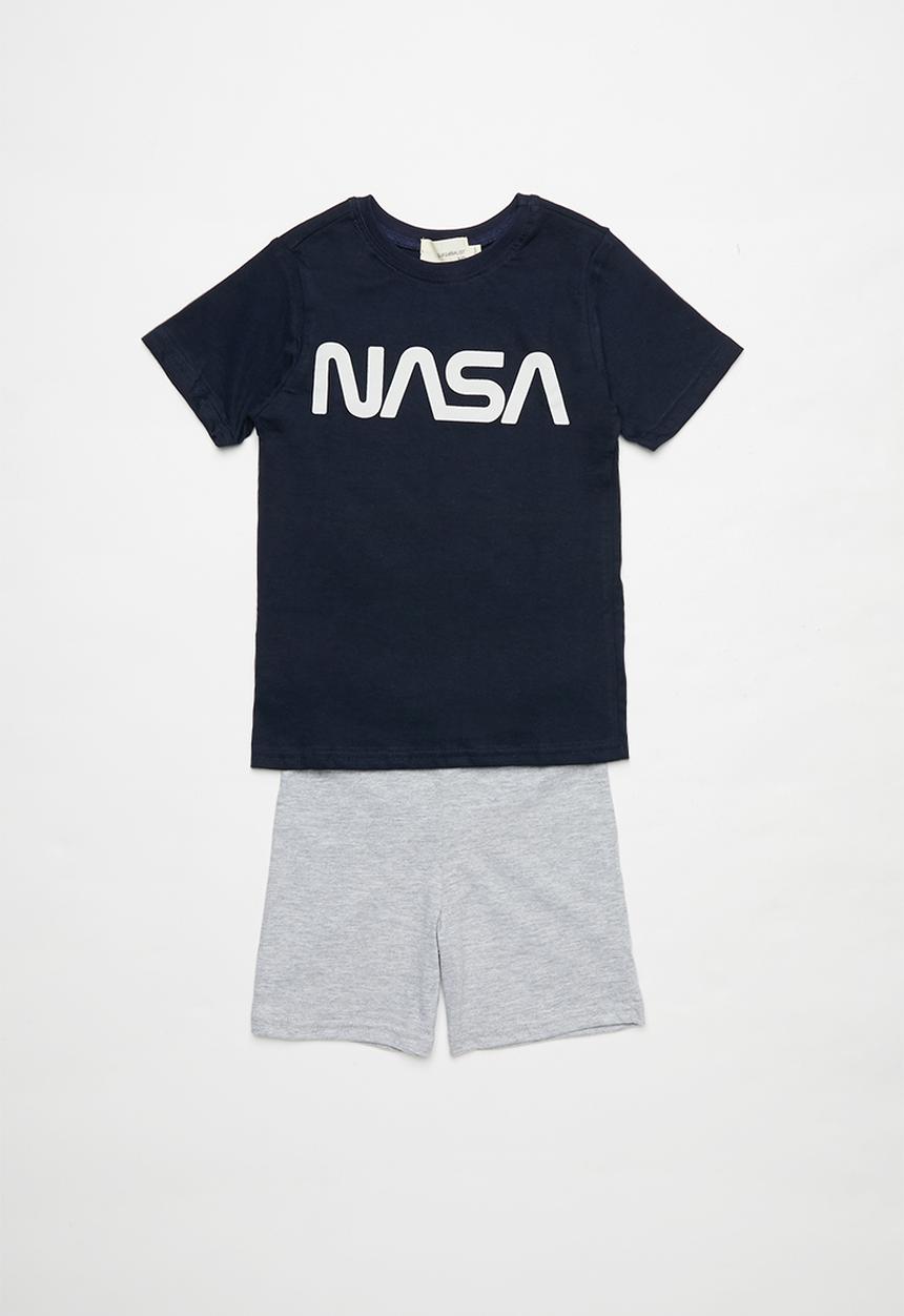 Superbalist Kids - NASA tee & shorts pj set - navy & grey