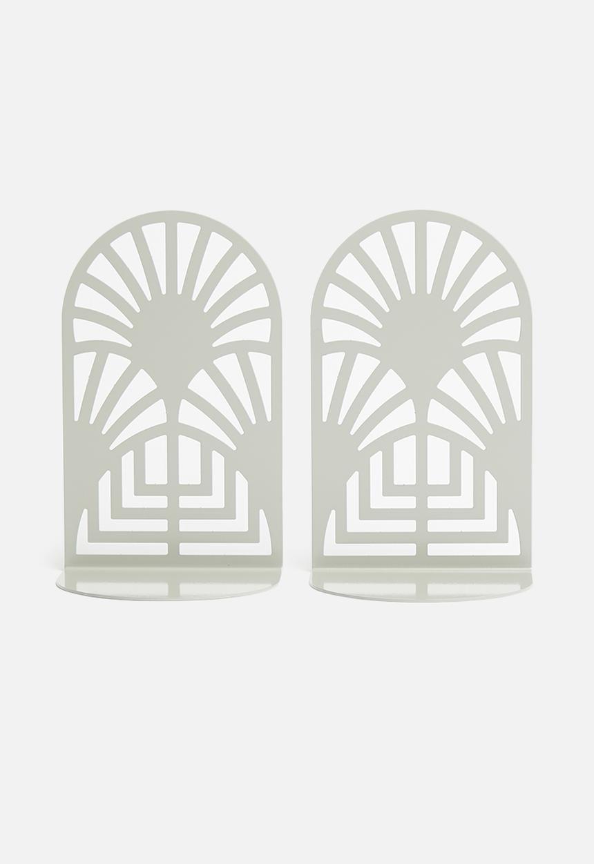Emerging Creatives - Art deco bookend set of 2 - clay grey