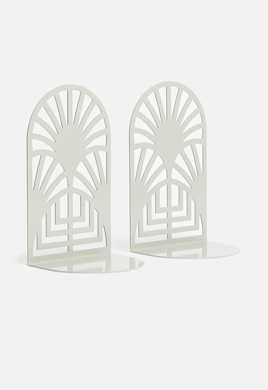 Emerging Creatives - Art deco bookend set of 2 - clay grey