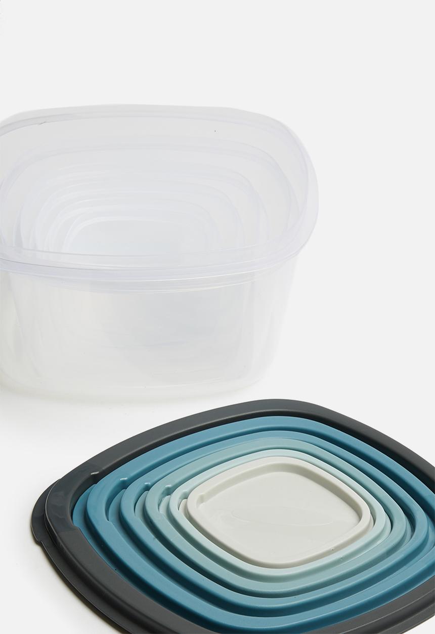 Excellent Houseware - Food storage box set of 6 - blue