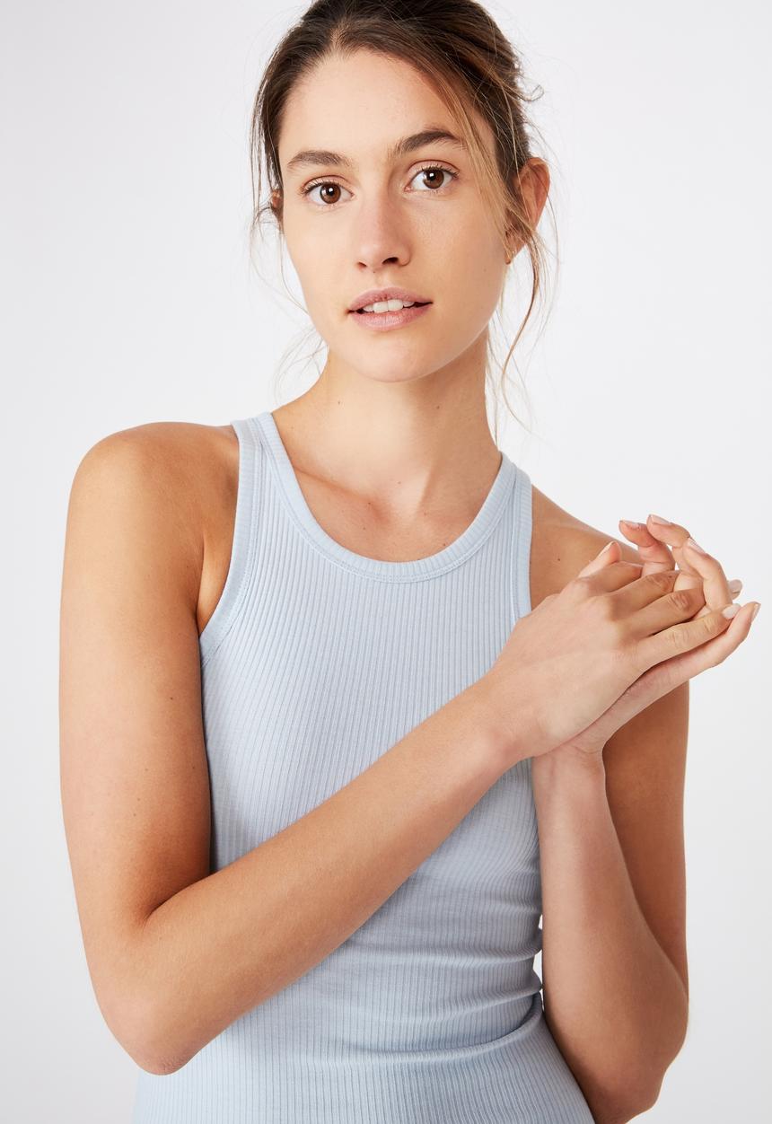 Cotton On - Kirsty racerback bodycon midi dress - chambray blue marle rib