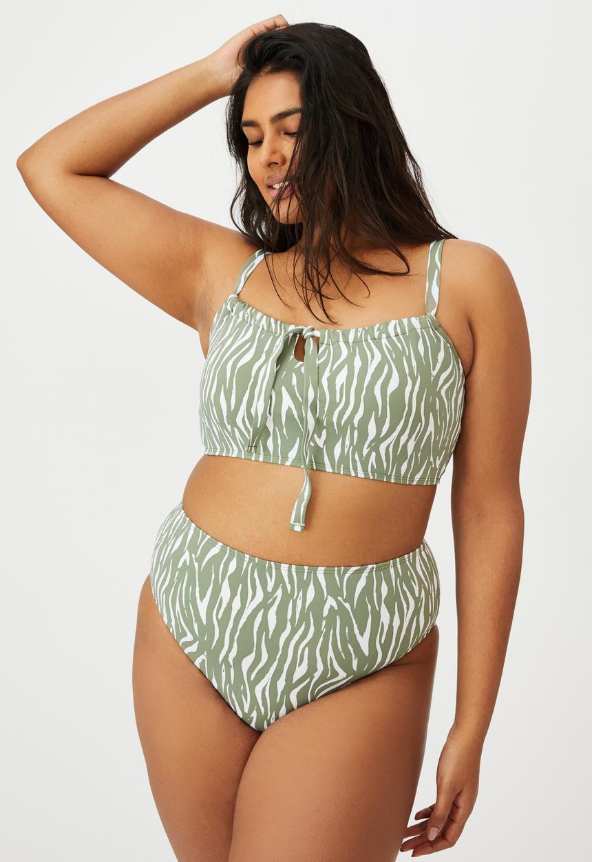 Cotton On - Curve high waisted full bikini bottom - khaki zebra