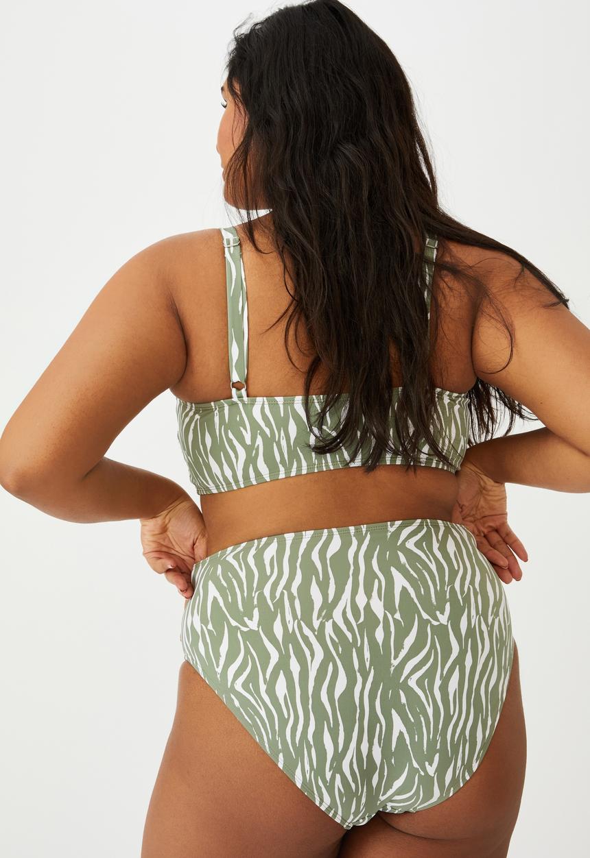 Cotton On - Curve high waisted full bikini bottom - khaki zebra