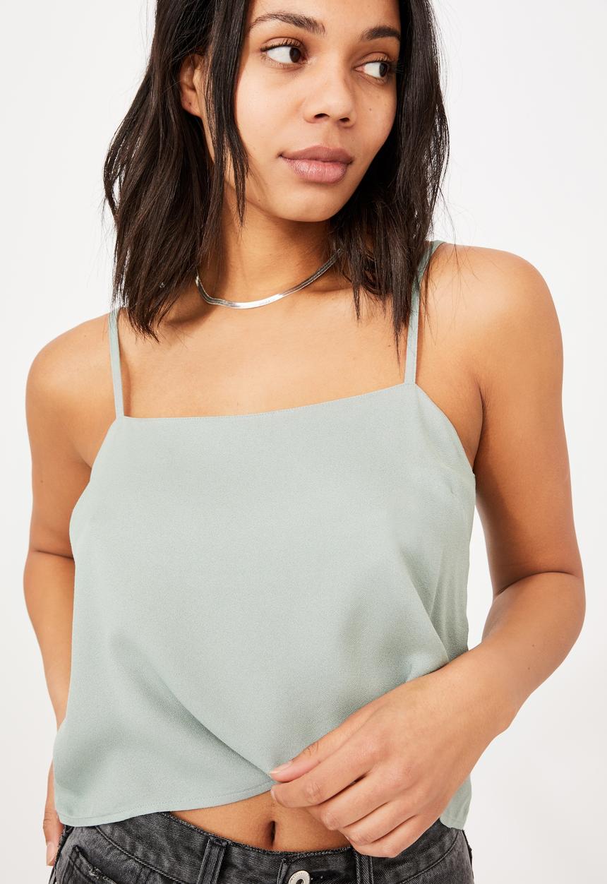 Cotton On - Astrid straight neck cropped cami - jade