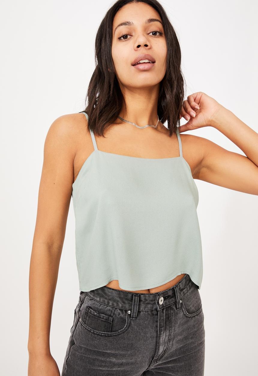 Cotton On - Astrid straight neck cropped cami - jade