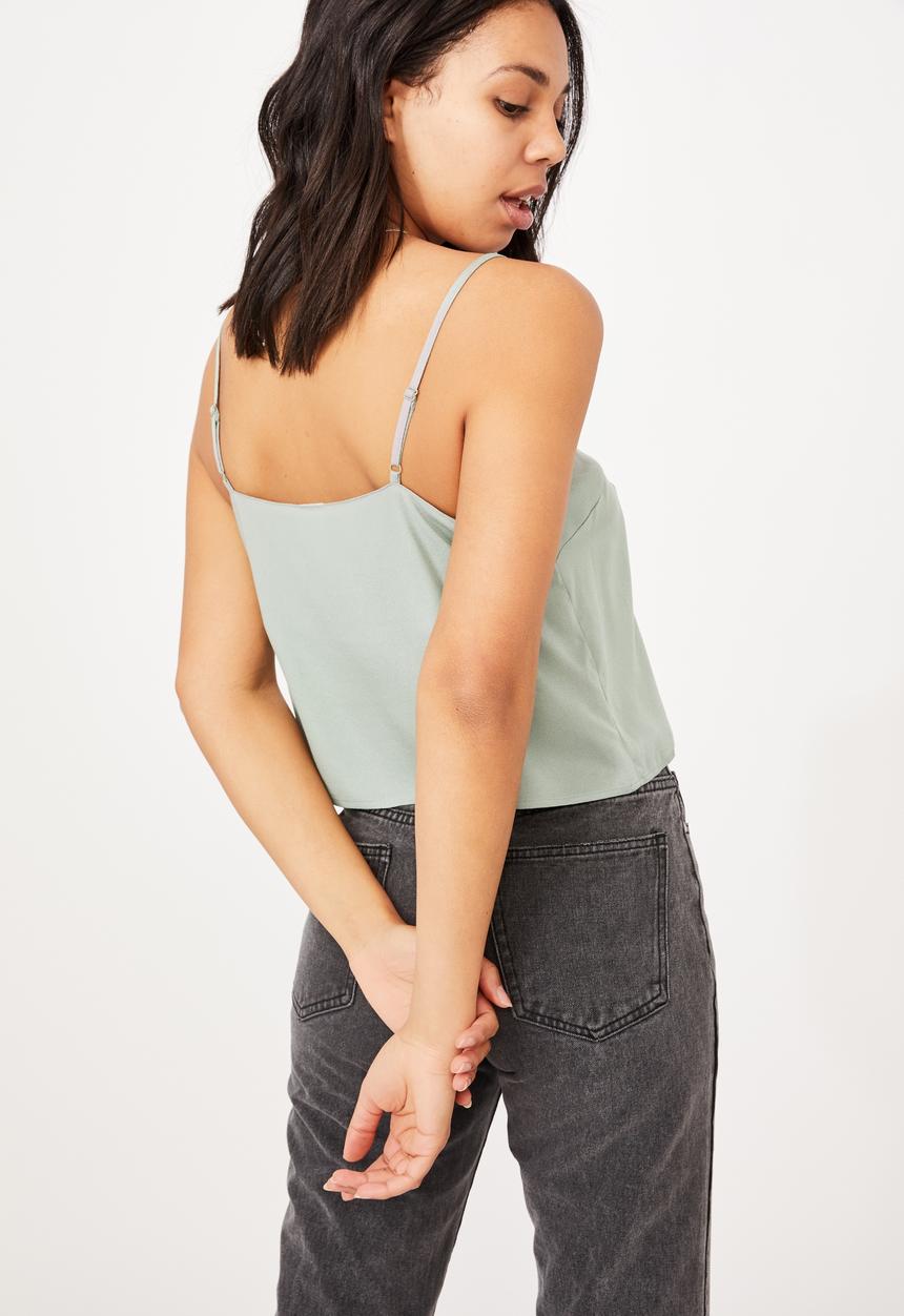 Cotton On - Astrid straight neck cropped cami - jade