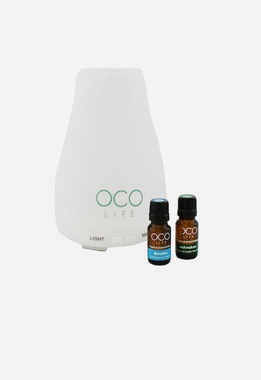 OCO Life  - Small - White Diffuser with 2 Oils Breathe & Reawaken