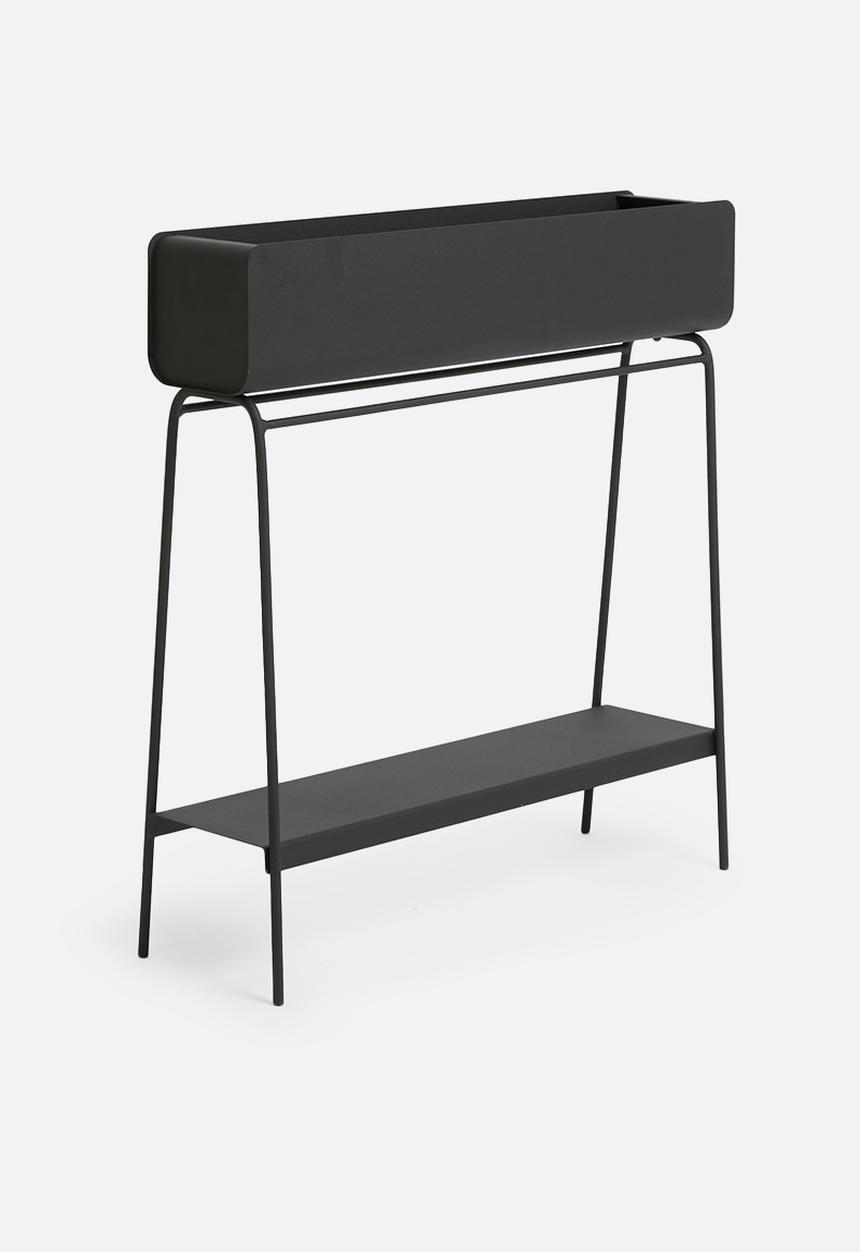 Emerging Creatives - Ava barrel planter with shelf - black