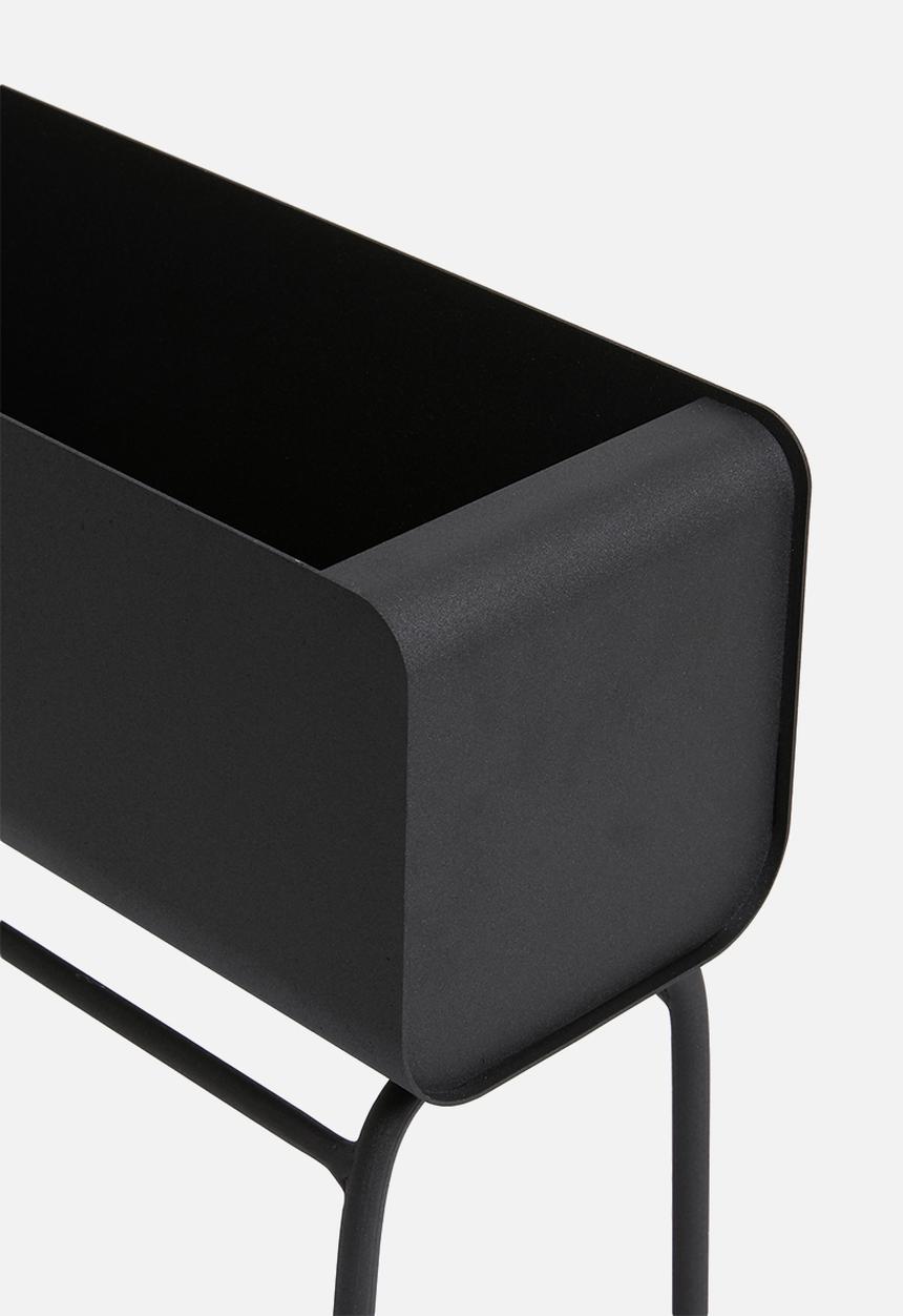 Emerging Creatives - Ava barrel planter with shelf - black