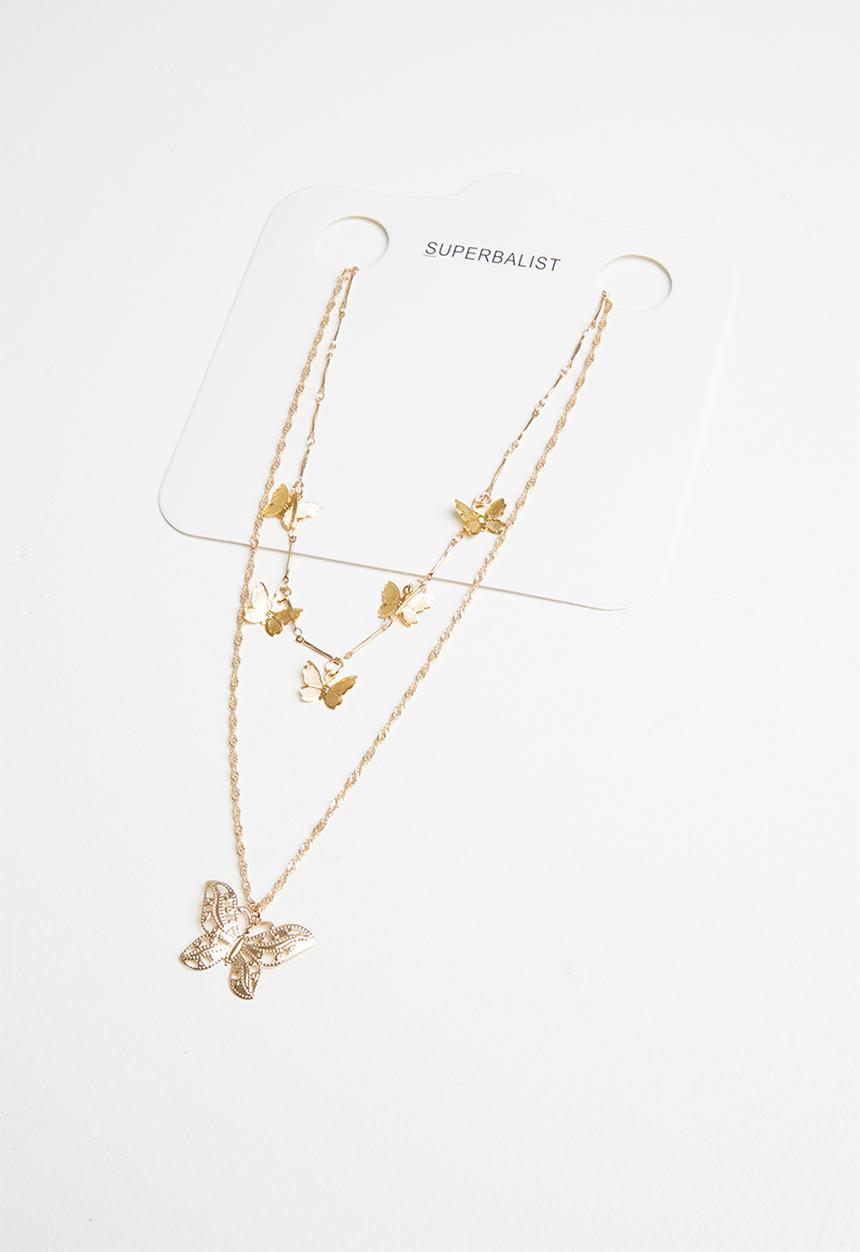 Superbalist - Layered butterfly necklace - gold