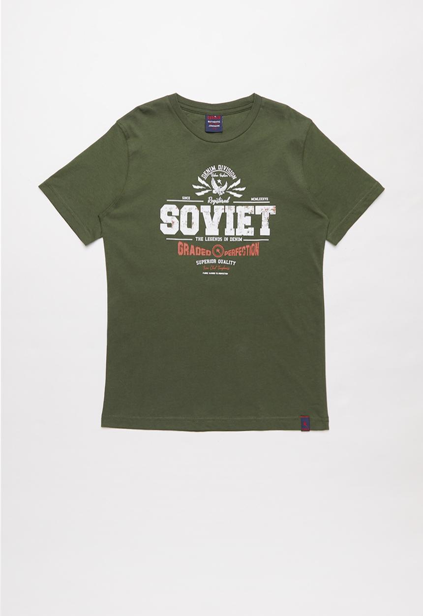 SOVIET - Boys short sleeve logo tee - green