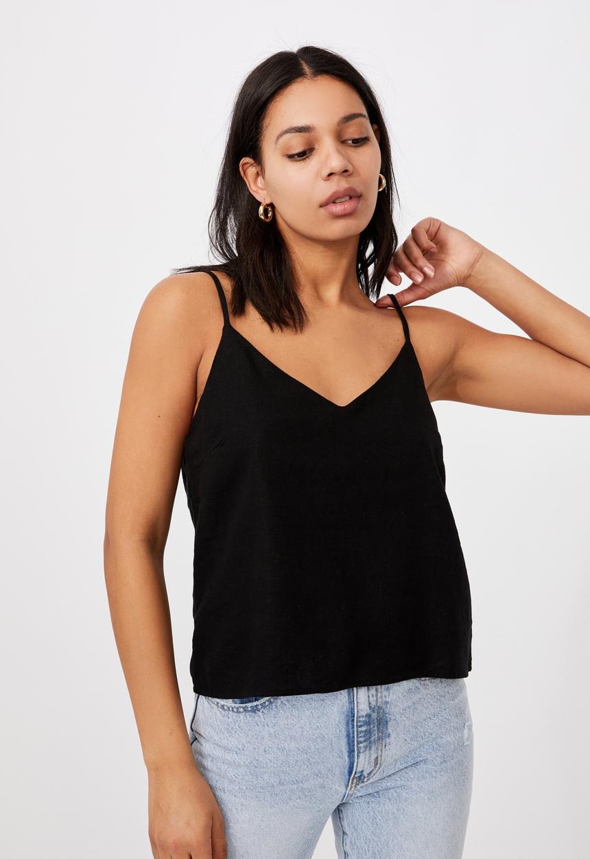 Cotton On - Amy V-neck cami - black