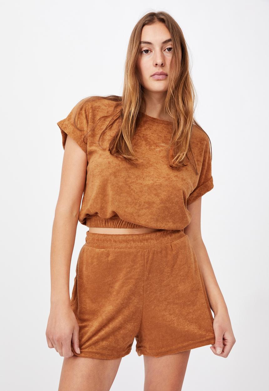 Cotton On - Terry towelling short - golden brown