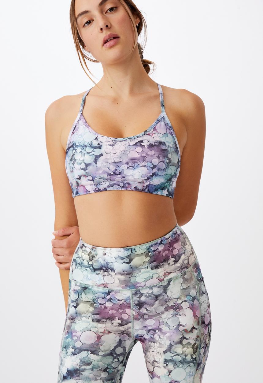 Cotton On - Workout yoga crop - inky bubbles pink