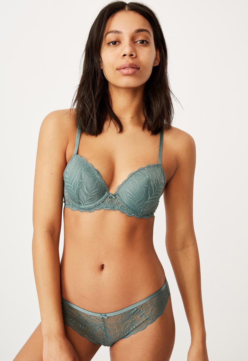Cotton On - Summer lace contour bra - bonsai green
