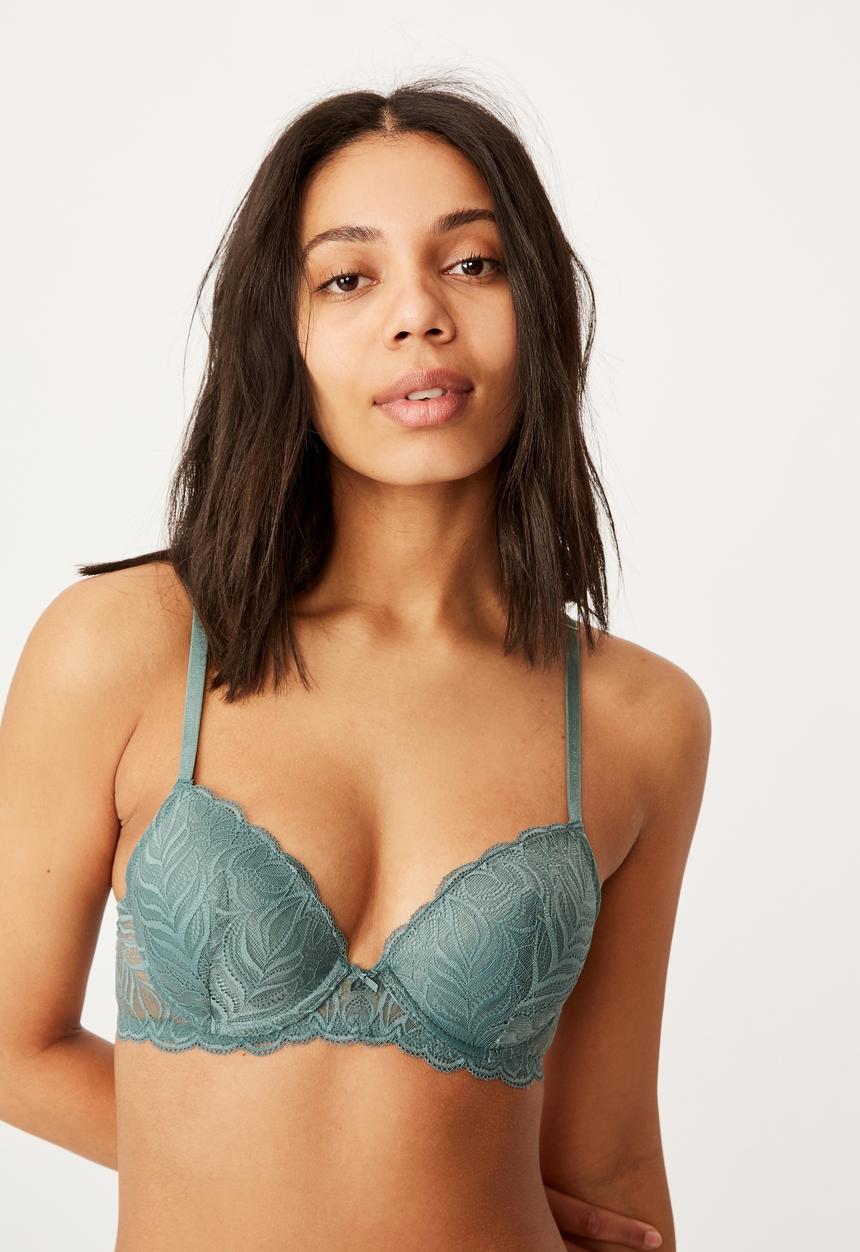 Cotton On - Summer lace contour bra - bonsai green