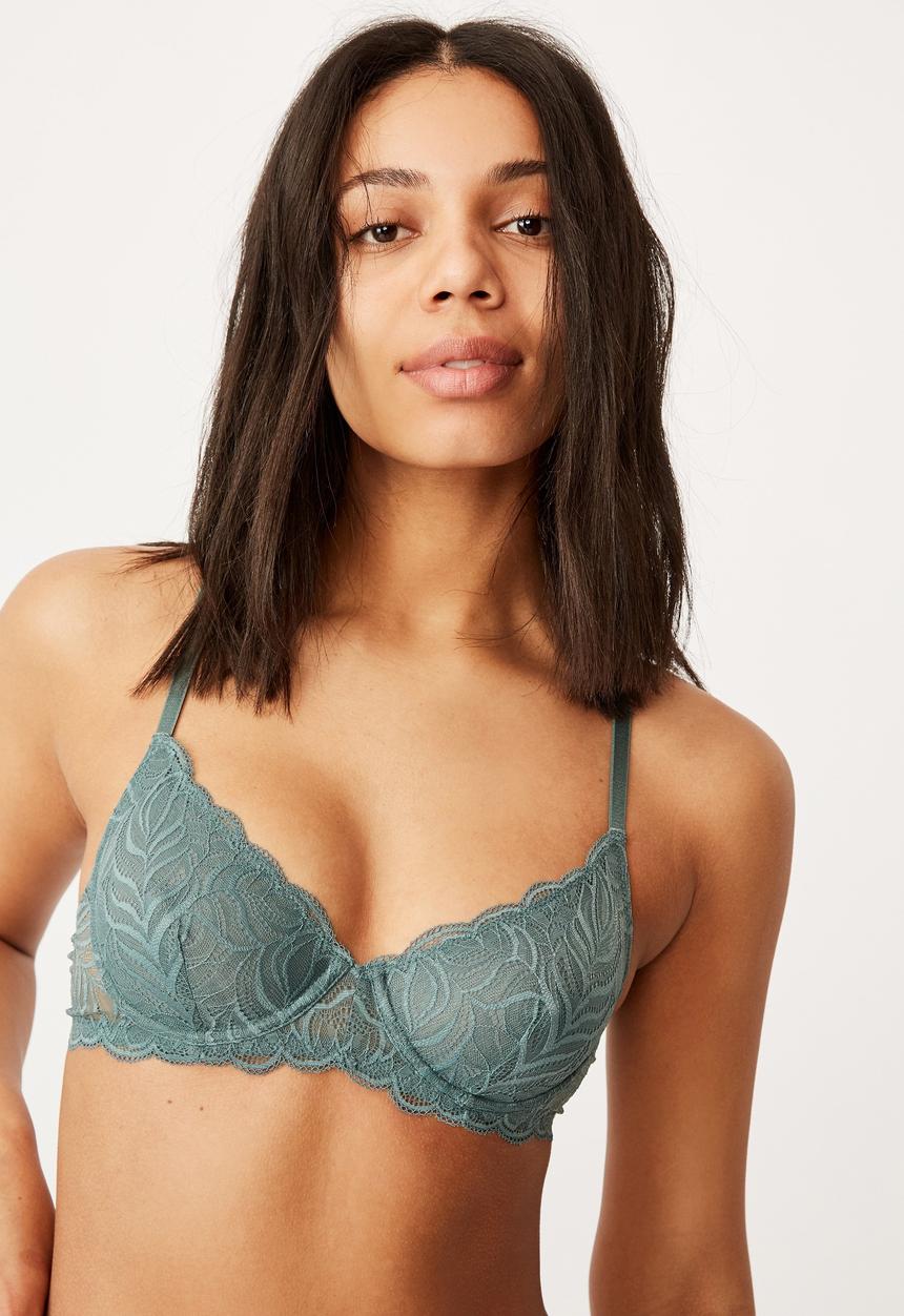 Cotton On - Summer lace underwire bra - bonsai green