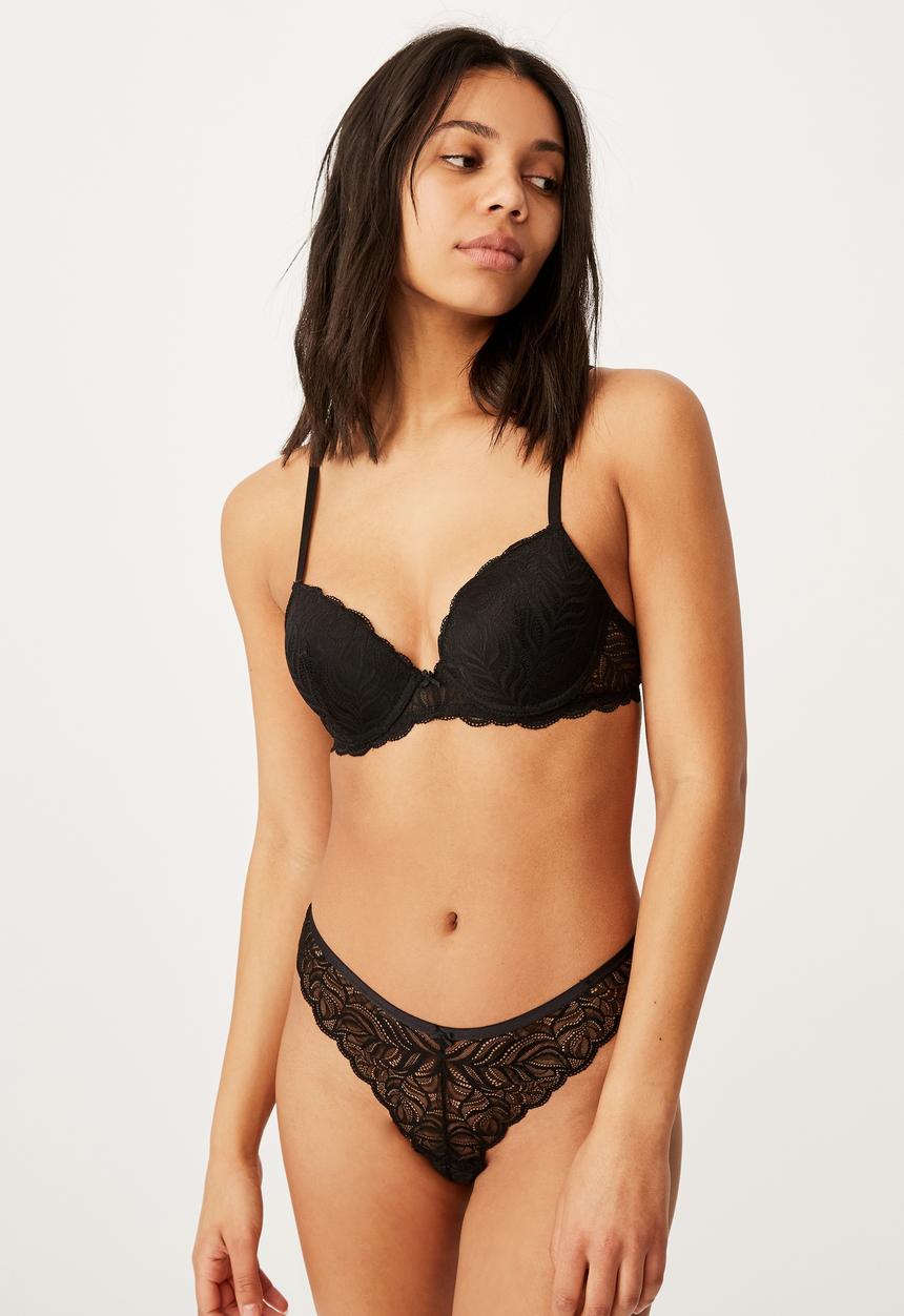 Cotton On - Summer lace underwire bra - black