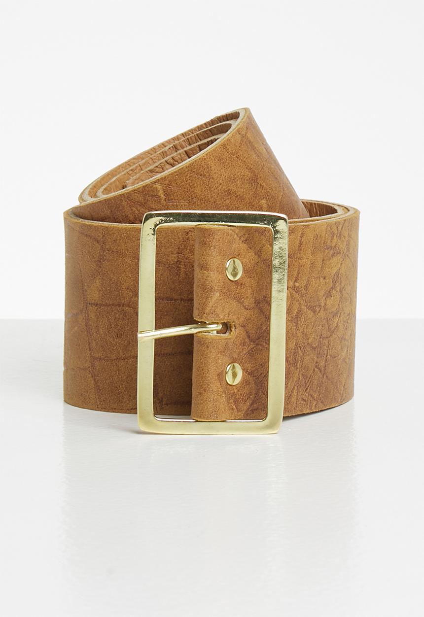 Superbalist - Faux croc waist belt-tan