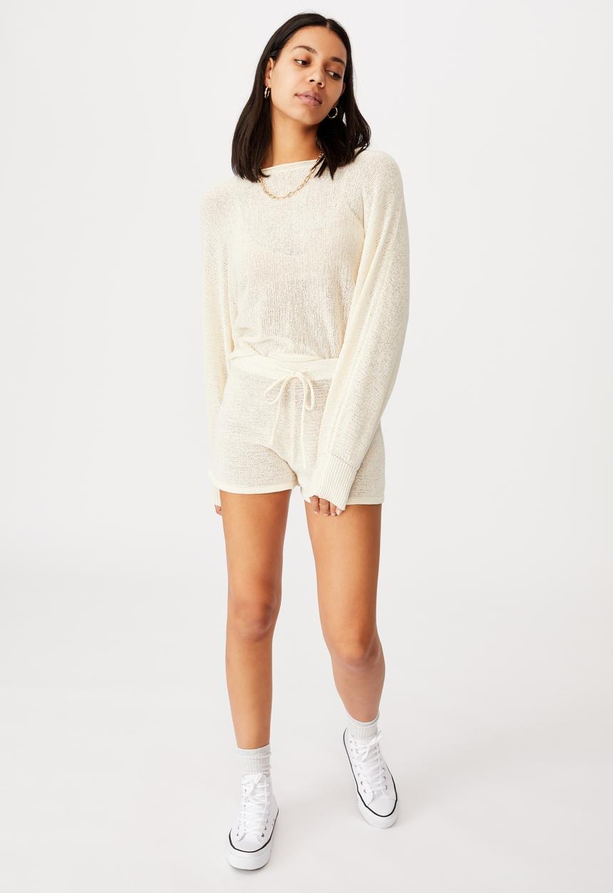 Cotton On - Match me knit short - seashell white
