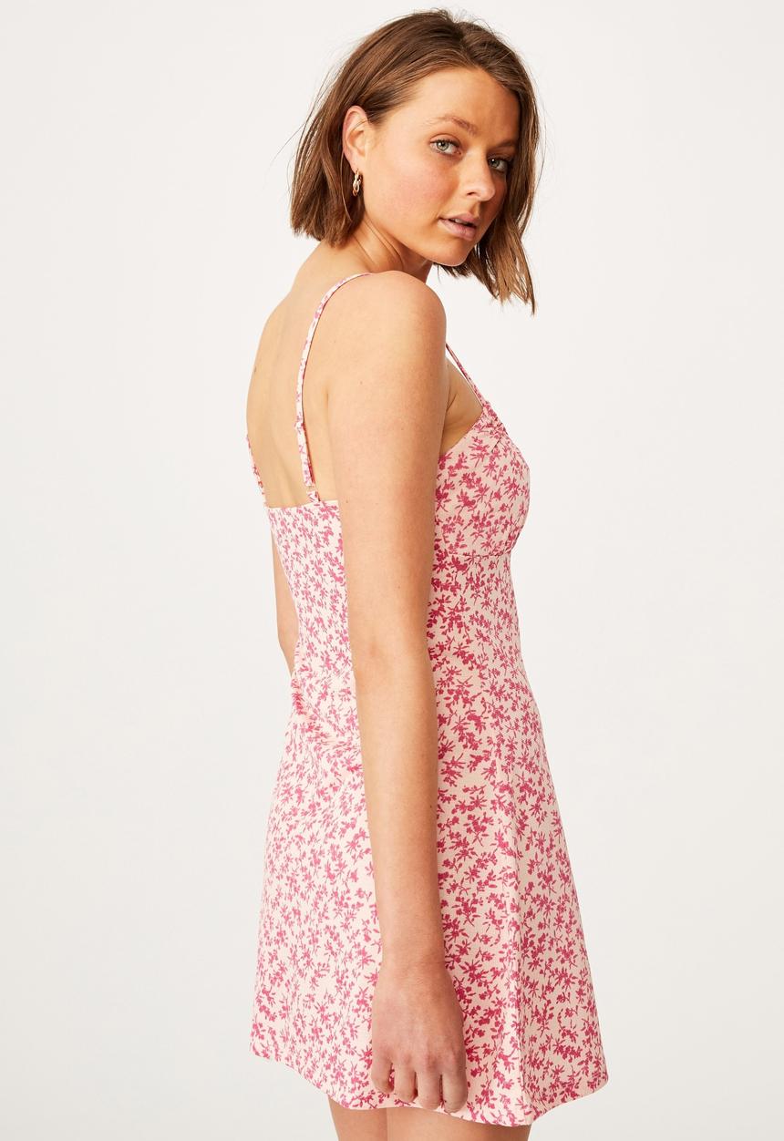 Cotton On - Tinsley tie front mini dress - spring pink