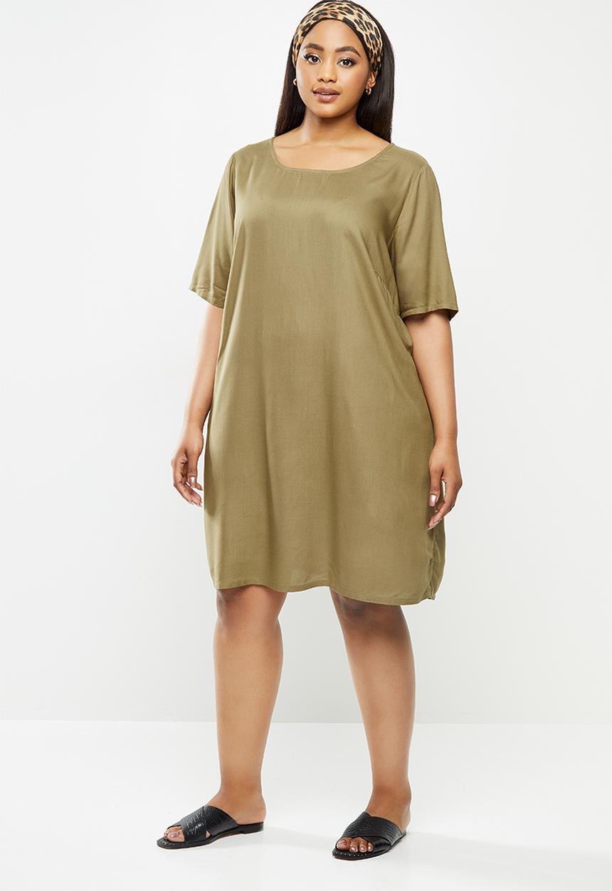 JUNAROSE - Maika 2/4 sleeve dress -covert green