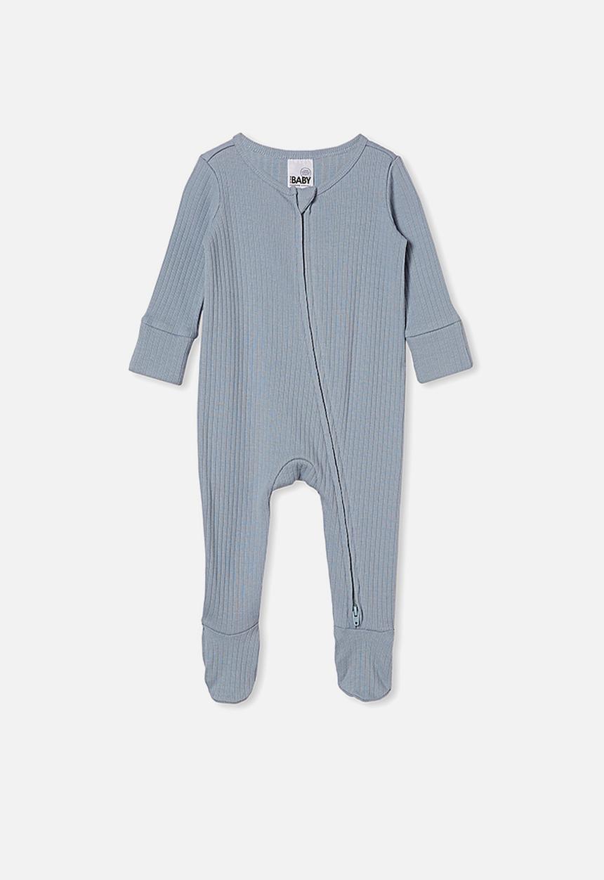Cotton On - Organic newborn zip through romper - blue