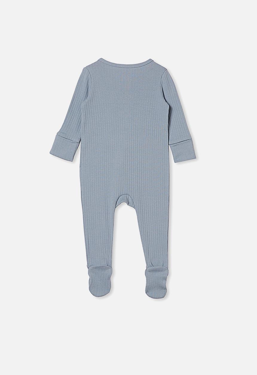 Cotton On - Organic newborn zip through romper - blue