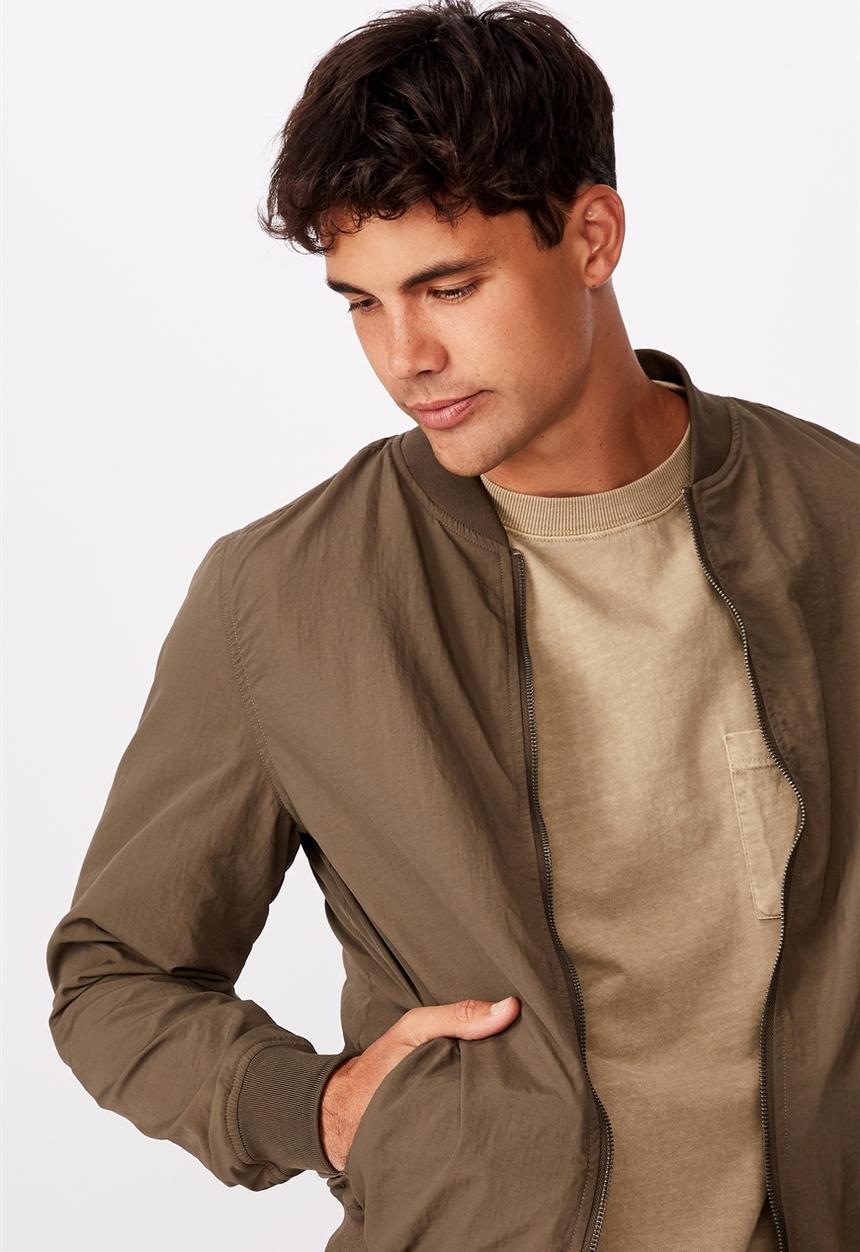 Cotton On - Resort bomber jacket - textured khaki
