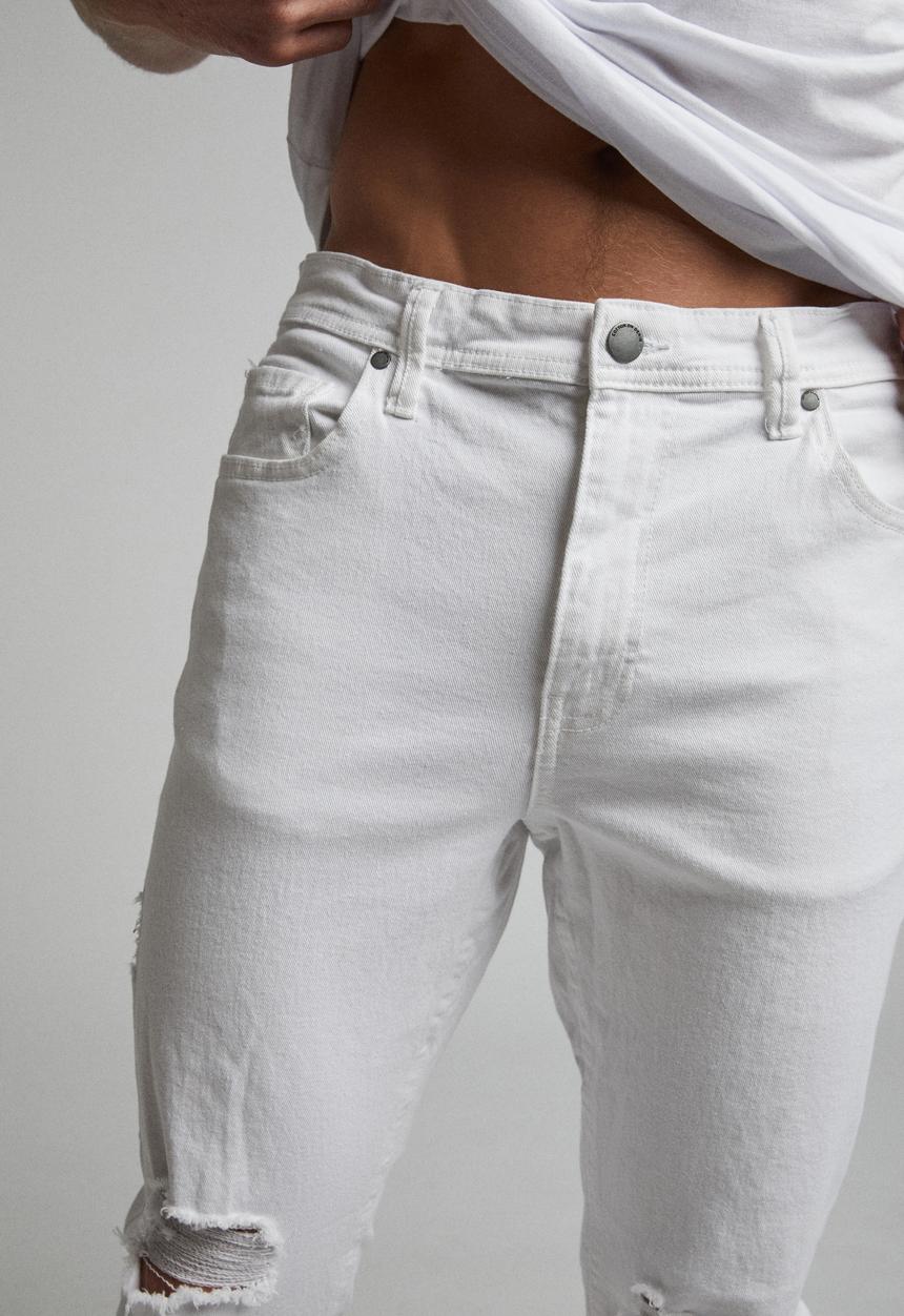 Cotton On - Raw crop jean - white blowout