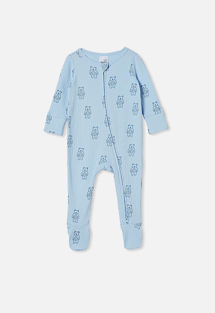 Cotton On - Organic newborn zip through romper - blue