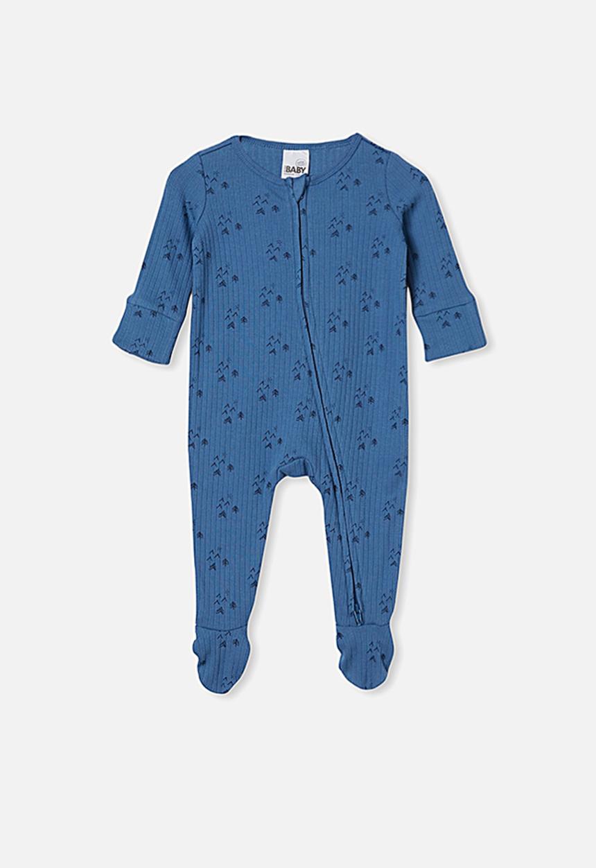 Cotton On - Organic newborn zip through romper - blue