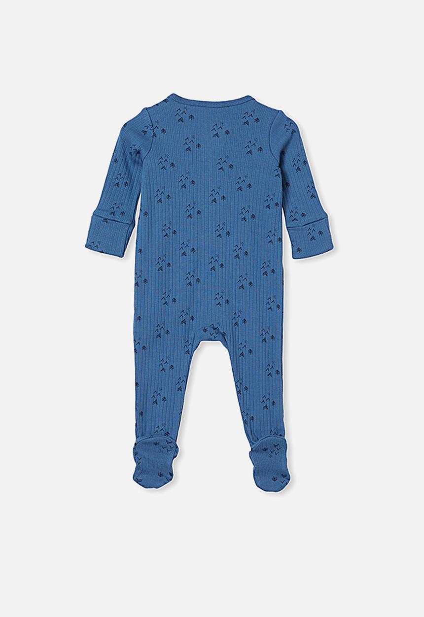 Cotton On - Organic newborn zip through romper - blue