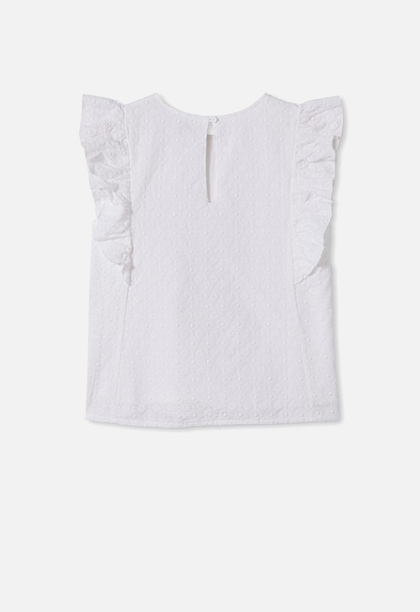 Free by Cotton On - Kiera broderie top - white