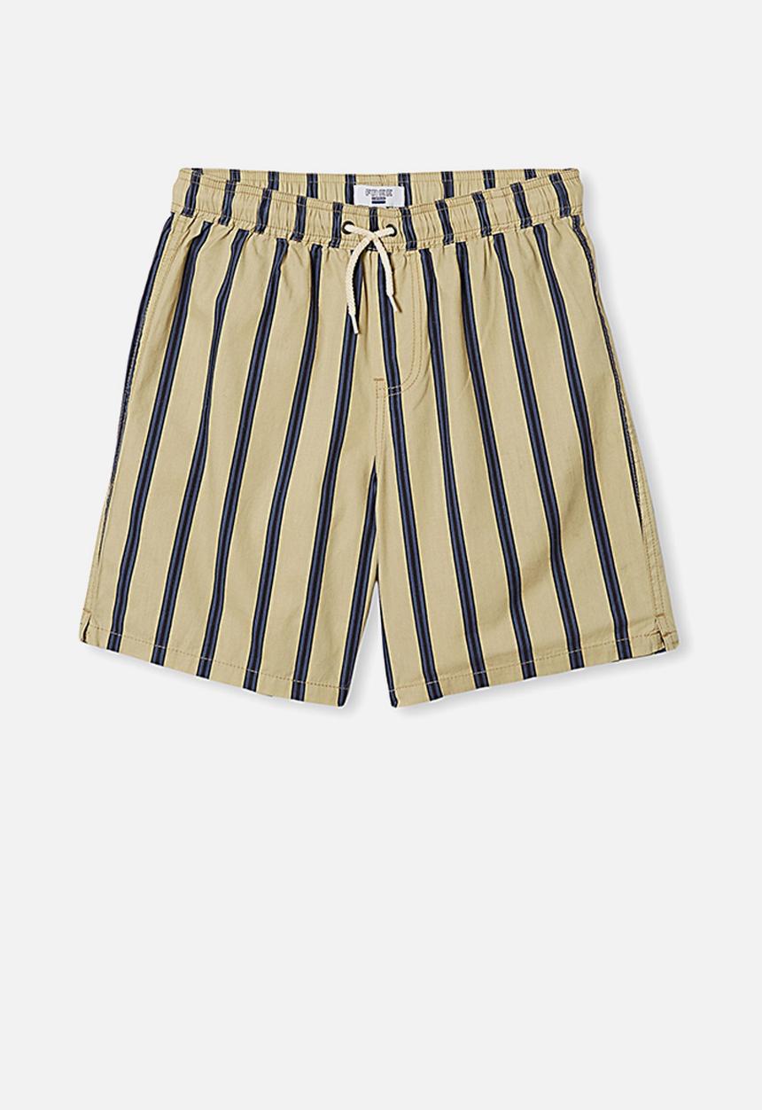 Free by Cotton On - Boys volly short - semolina vertical stripe