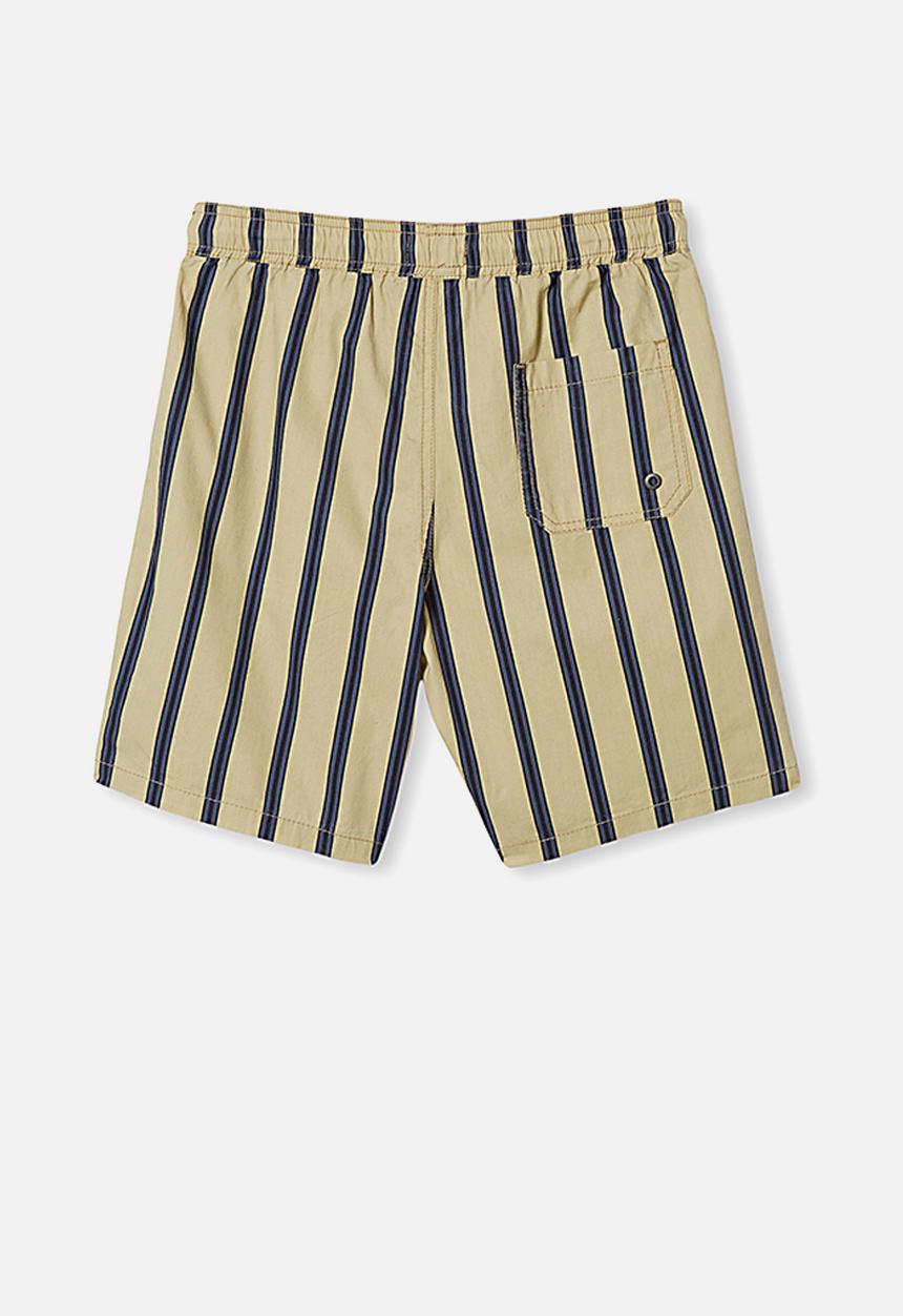 Free by Cotton On - Boys volly short - semolina vertical stripe