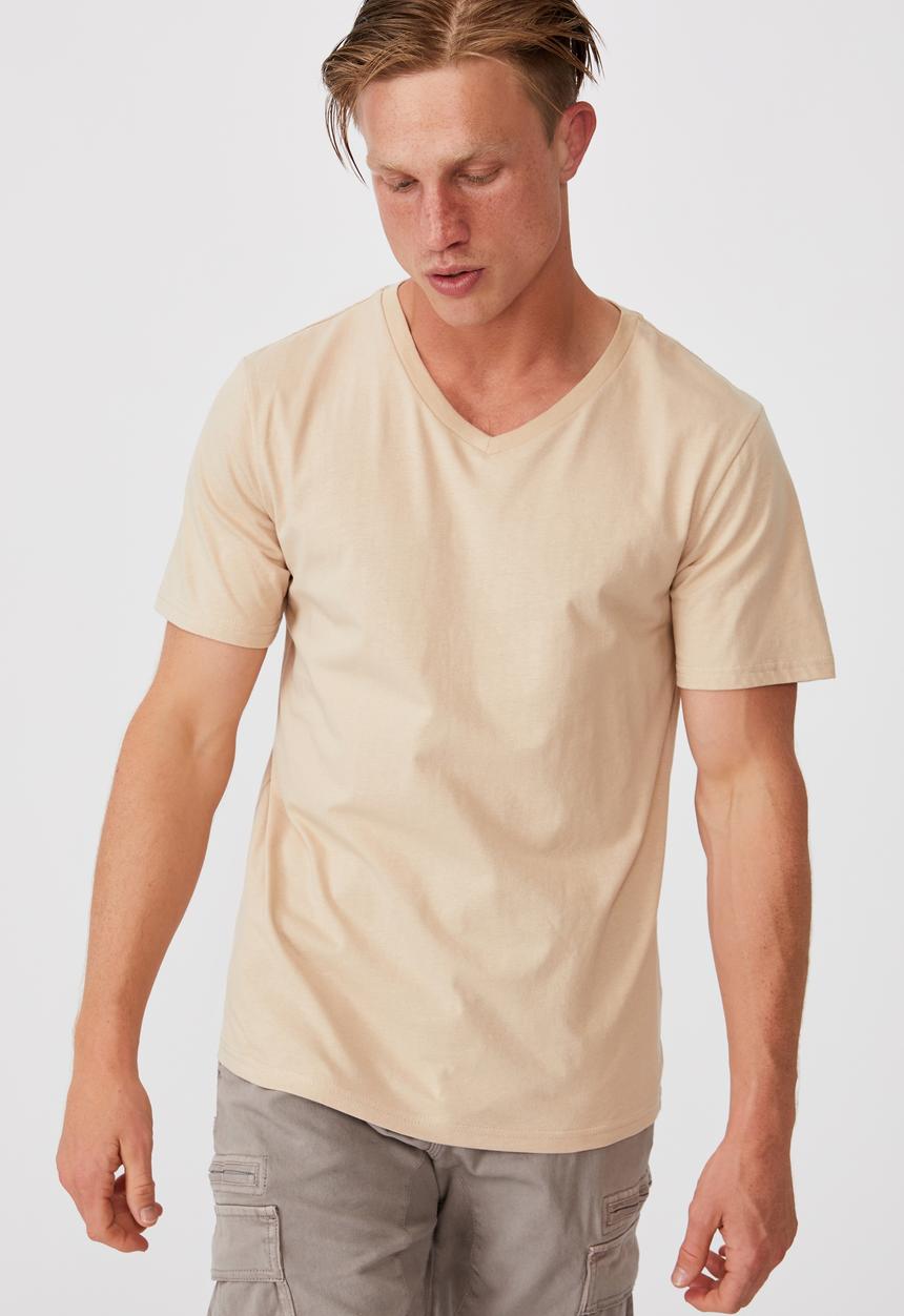 Cotton On - Essential vee neck T-shirt - clay stone